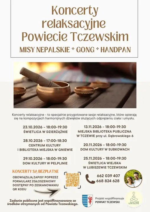 Bezpłatny koncert relaksacyjny z misami i gongami w Subkowach