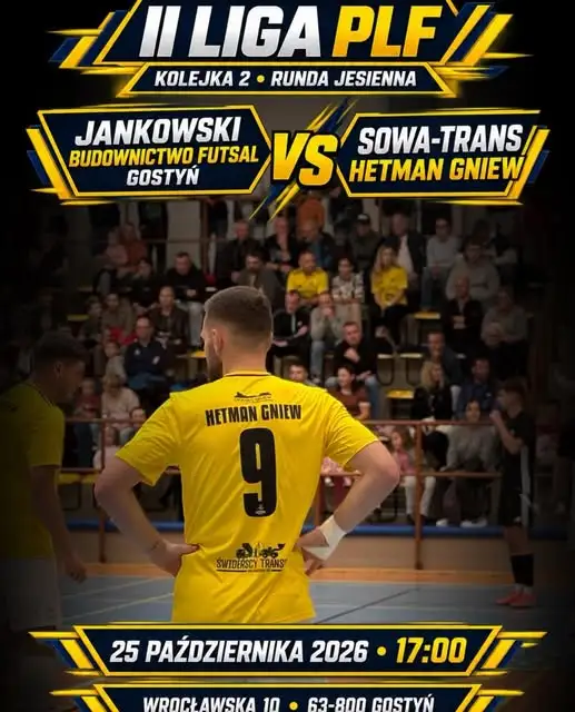 Sowa-Trans Hetman Gniew zagra dziś w Gostyniu w 2. kolejce II ligi futsalu