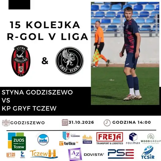 KP Gryf Tczew zagra awansem z LZS Styna Godziszewo w 15. kolejce klasy okręgowej
