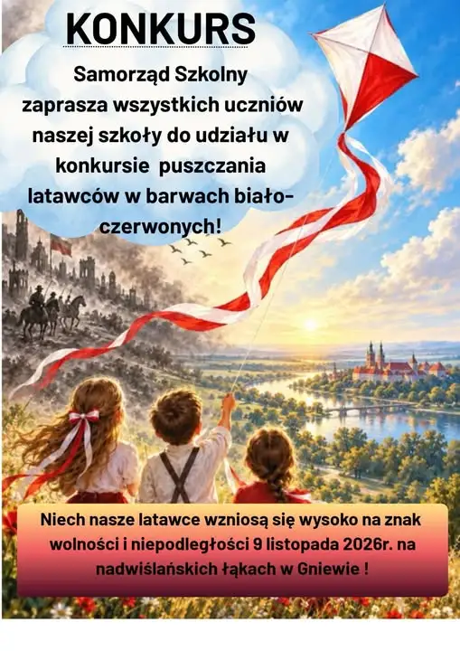 Konkurs puszczania latawców w barwach narodowych w Gniewie